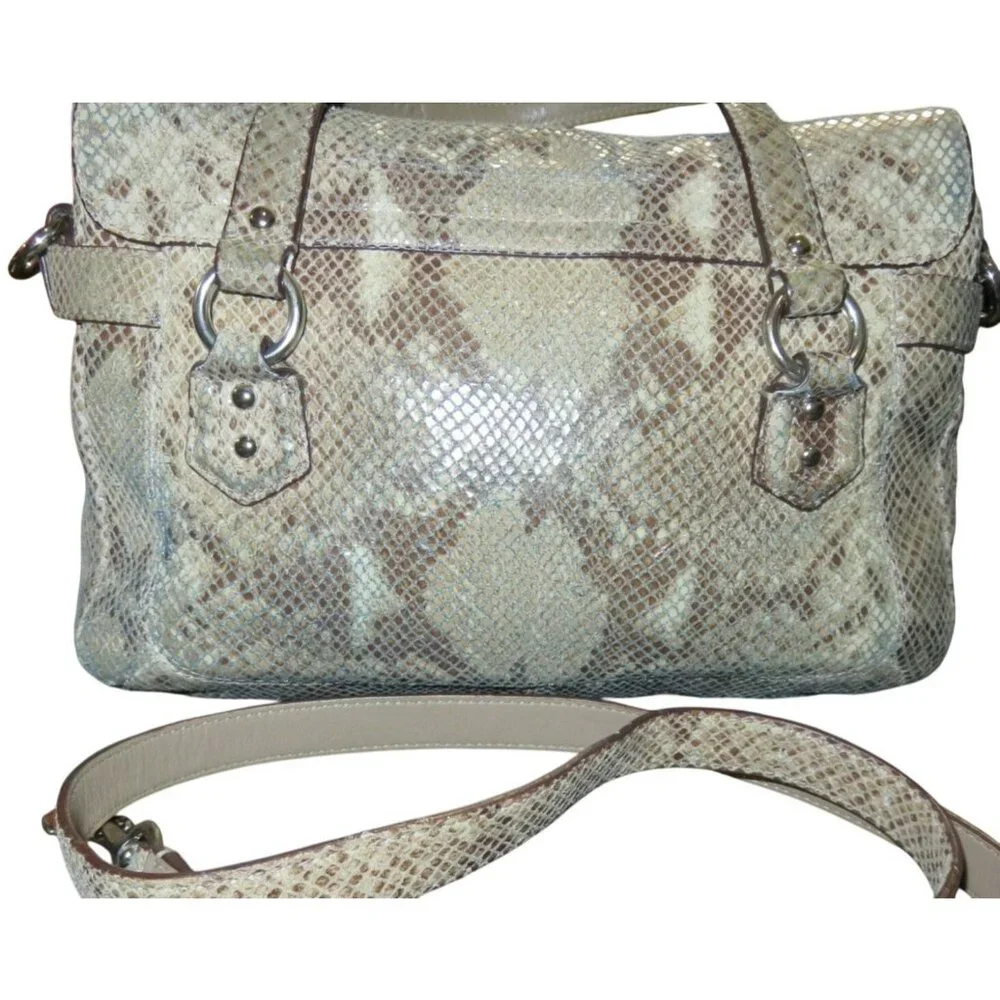 Coach 2013 Campbell Exotic Snakeskin Embossed Leather Flap Satchel Handbag 27895